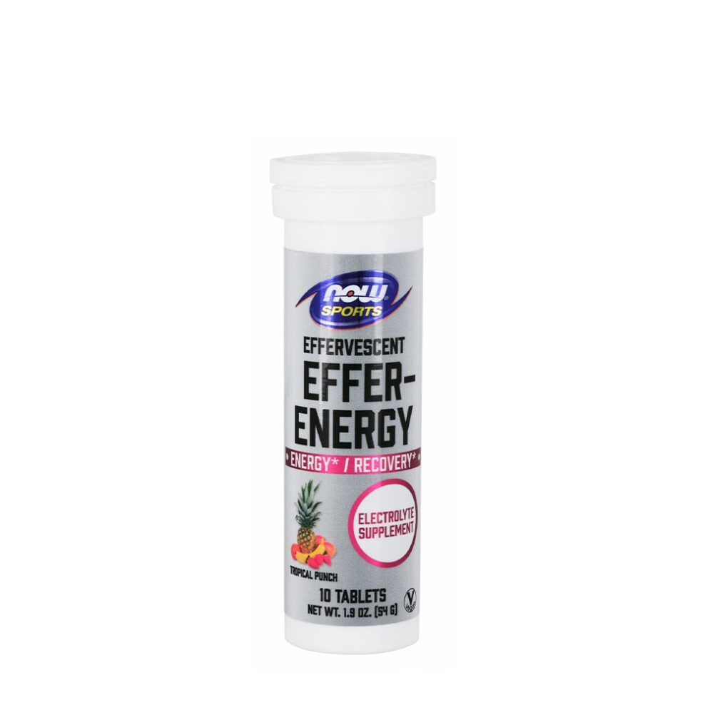 Pezsgőtabletta energia-komplex, Now Foods Effer-Energy Effervescent Tablets, 10 pezsgőtabletta, trópusi gyümölcskeverék íz