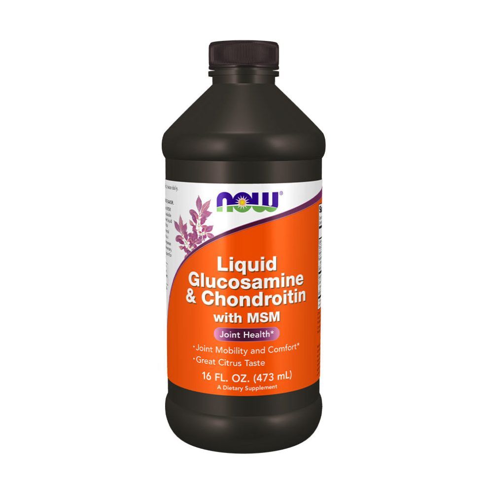 Glükozamin-kondroitin komplex MSM-mel, Now Foods Glucosamine & Chondroitin with MSM Liquid, 473 ml