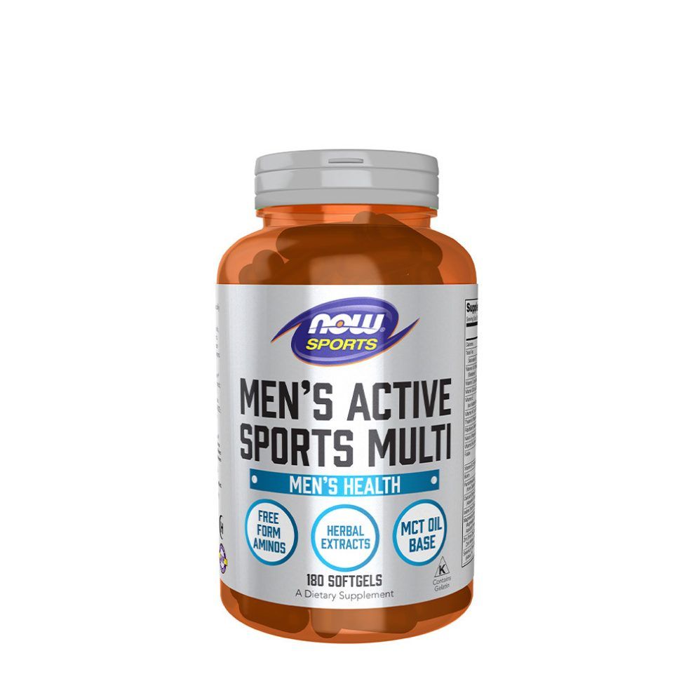 Férfi multivitamin sportolóknak, Now Foods Men's Active Sports Multi, 180 lágykapszula