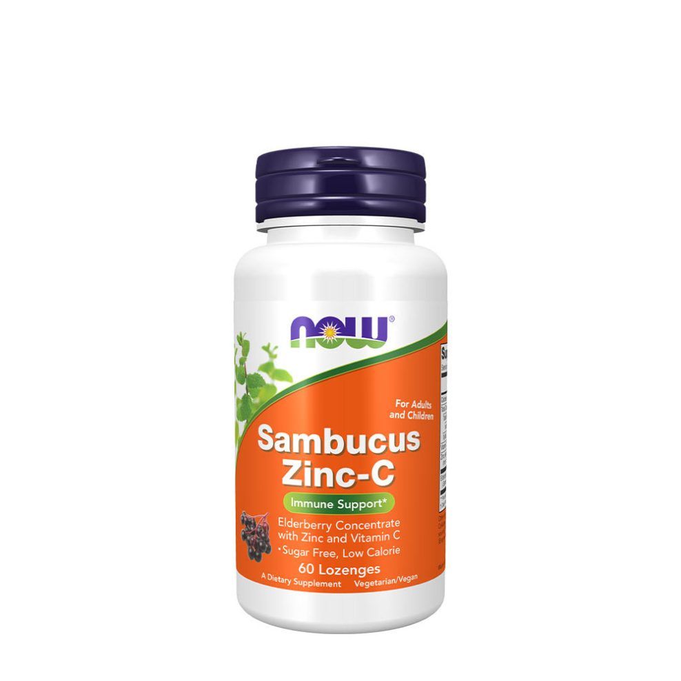 Bodza cinkkel és C-vitaminnal, Now Foods Sambucus Zinc-C, 60 szopogató tabletta