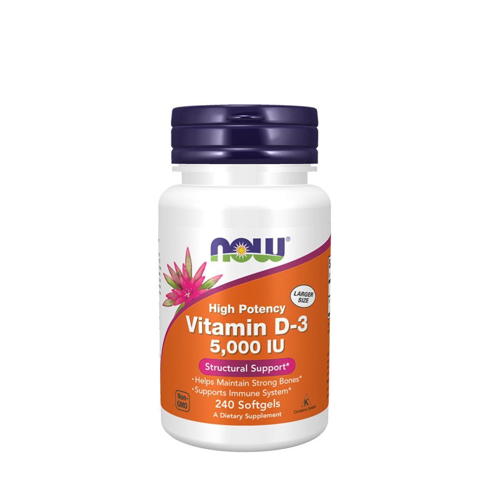 D3-vitamin 5000 NE, Now Foods Vitamin D-3 5,000 IU, 240 lágykapszula
