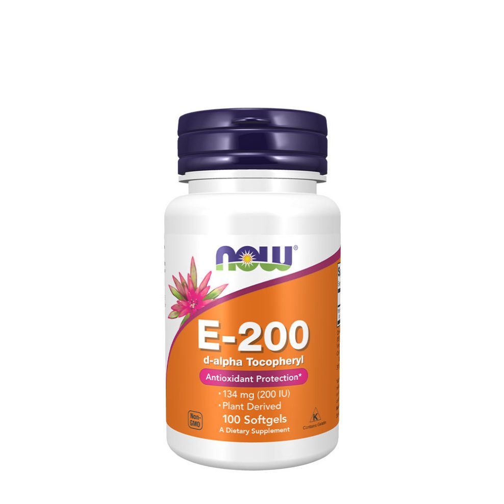E-vitamin 200 NE, Now Foods Vitamin E-200 D-Alpha Tocopheryl, 100 lágykapszula