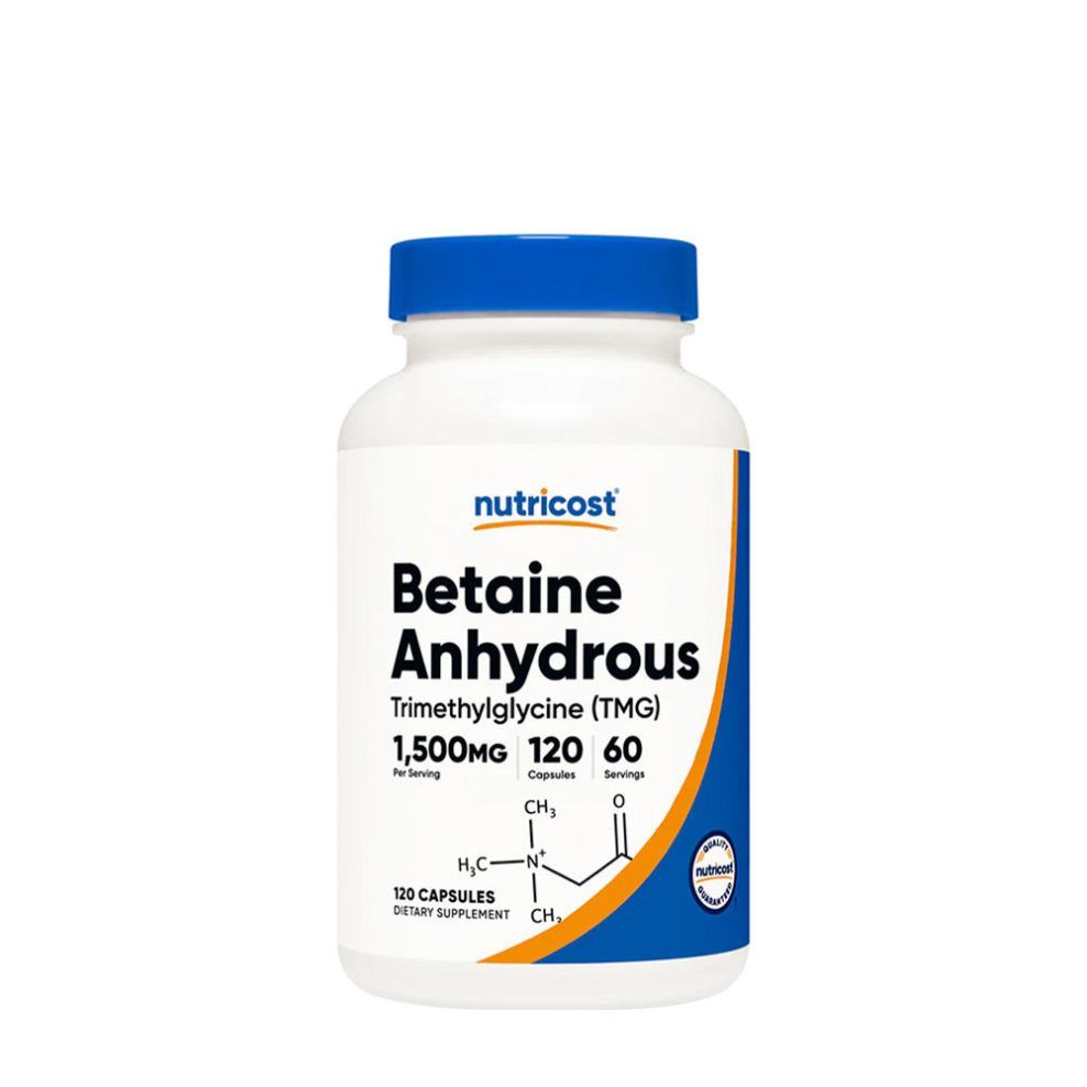 Vízmentes betain (TMG), Nutricost Betaine Anhydrous (TMG) Capsules, 120 kapszula