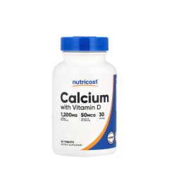 Kalcium D3-vitaminnal, Nutricost Calcium (with Vitamin D3), 60 tabletta