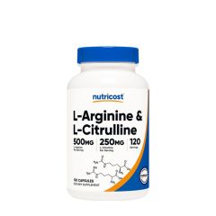 L-arginin és L-citrullin komplex, Nutricost L-Arginine L-Citrulline Complex Capsules, 120 kapszula