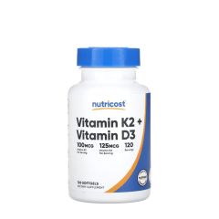 K2-vitamin MK7 100 mcg D3-vitaminnal 5000 NE, Nutricost Vitamin K2 (MK7) (100 mcg) + Vitamin D3 (5000 IU), 120 lágykapszula