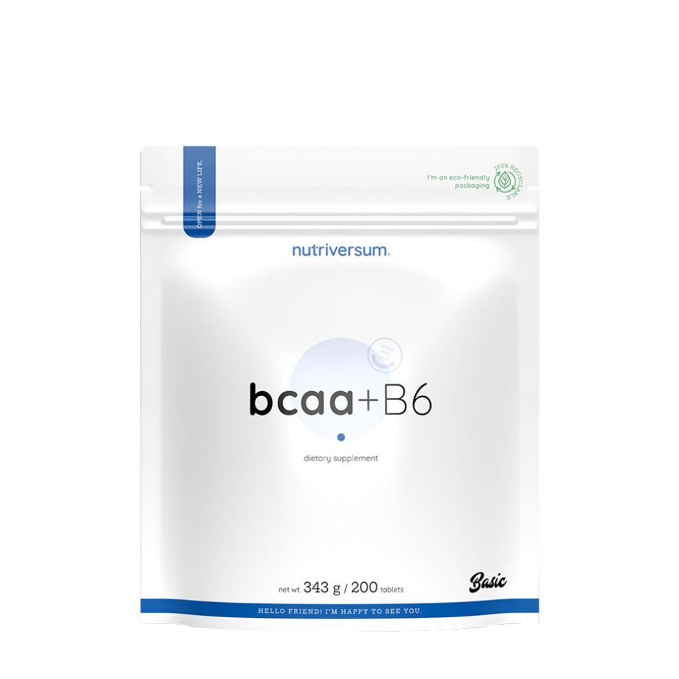 BCAA B6-vitaminnal, Nutriversum BCAA + B6 - BASIC, 200 tabletta, ízesítetlen íz