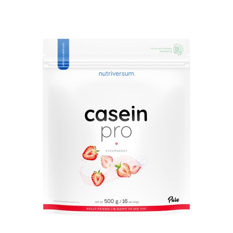 Kazein fehérjepor, Nutriversum Casein Pro, 500 g, eper íz