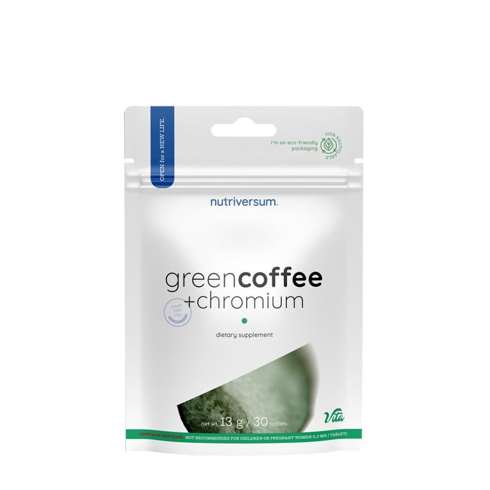 Zöld kávébab krómmal, Nutriversum Green Coffee Bean + Chrome, 30 tabletta