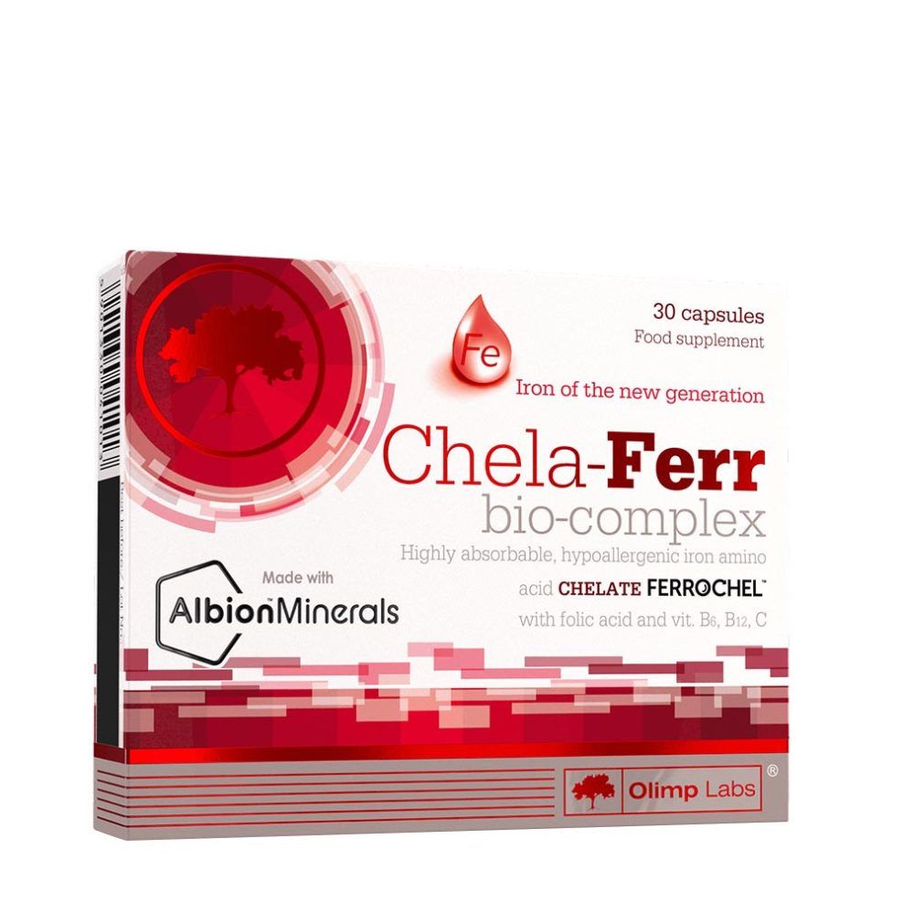 Vas-biszglicinát-komplex, Olimp Labs Chela-ferr® Bio-complex, 30 kapszula