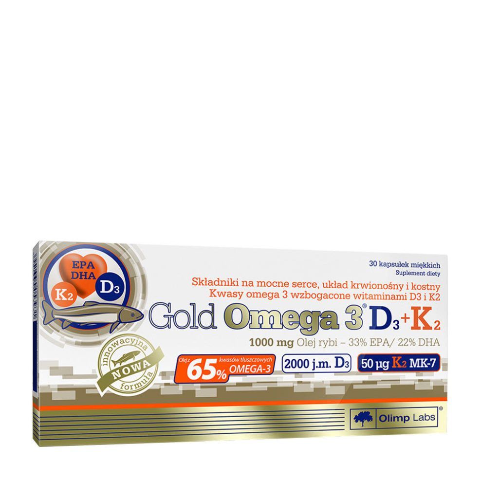 Omega-3 D3- és K2-vitaminnal, Olimp Labs Gold Omega 3 D3 + K2, 30 kapszula