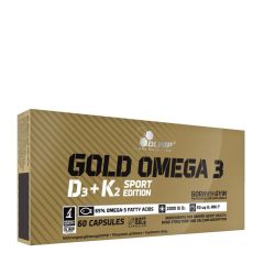 Omega-3, D3- és K2-vitamin, Olimp Sport Gold Omega 3 D3+K2, 60 kapszula