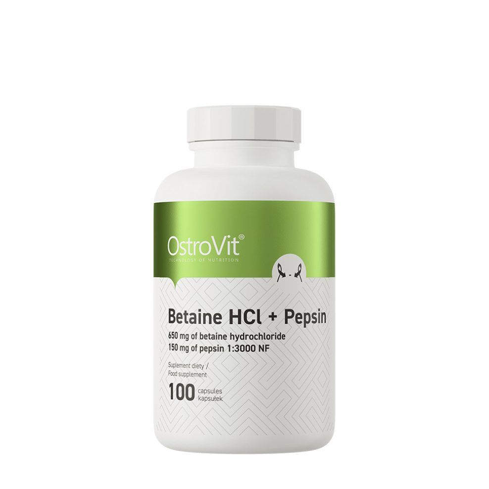 Betain-hidroklorid pepszinnel, OstroVit Betaine HCL + Pepsin, 100 kapszula