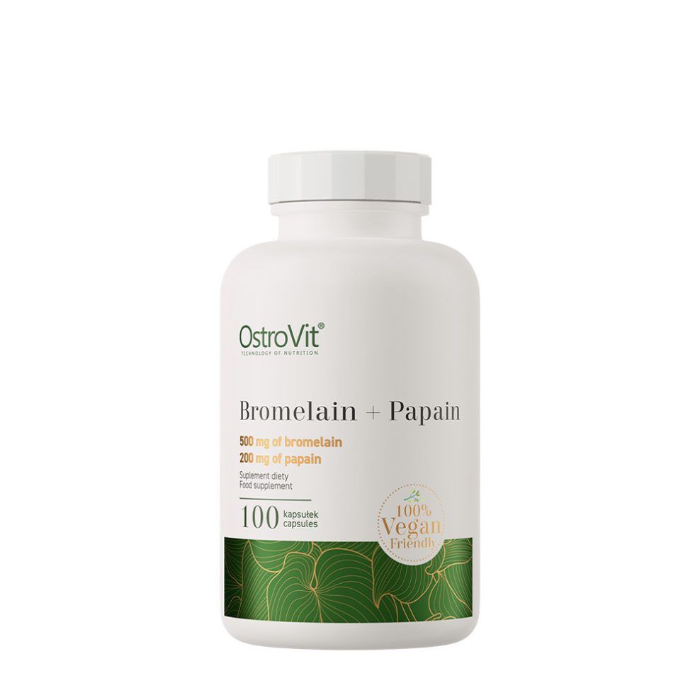 Bromelain- és papainenzim, OstroVit Bromelain + Papain 100% Vege, 100 kapszula