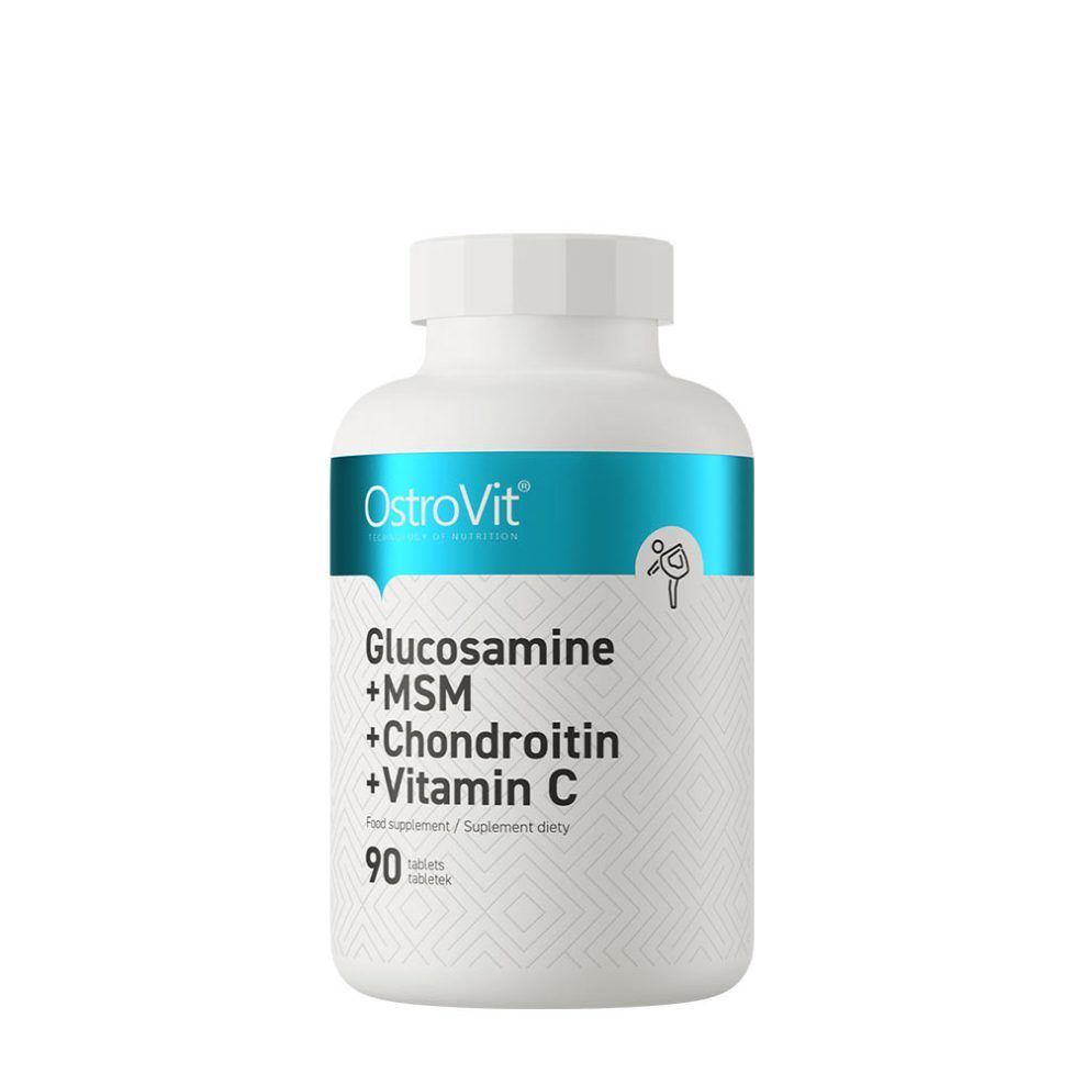 Glükozamin, MSM, kondroitin és C-vitamin, OstroVit Glucosamine + MSM + Chondroitin + Vitamin C, 90 tabletta