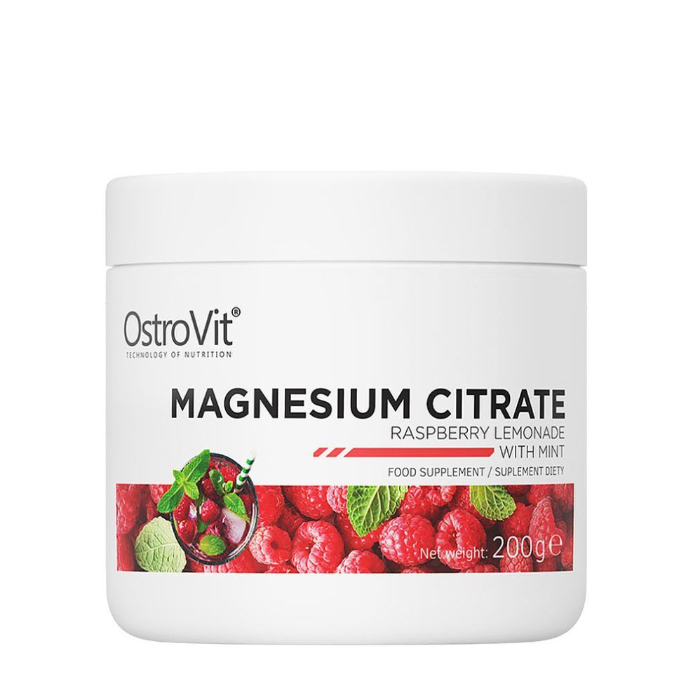 Magnézium-citrát, OstroVit Magnesium Citrate - raspberry lemonade with mint, 200 g