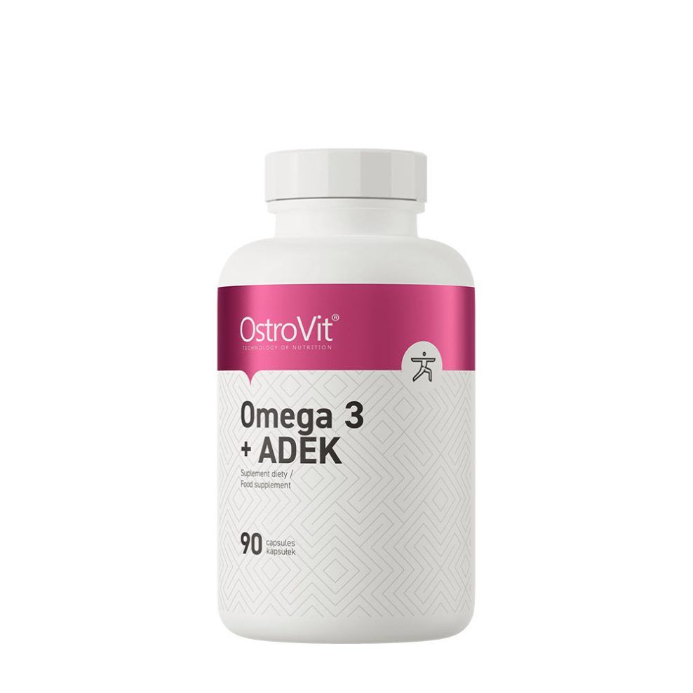 Omega-3, A-, D-, E- és K-vitaminnal, OstroVit Omega 3 + ADEK, 90 kapszula