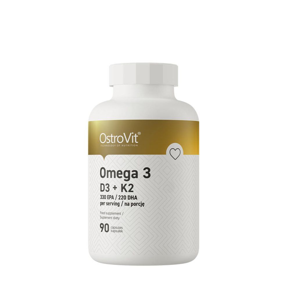Omega-3 D3- és K2-vitaminnal, OstroVit Omega 3 D3 + K2, 90 kapszula