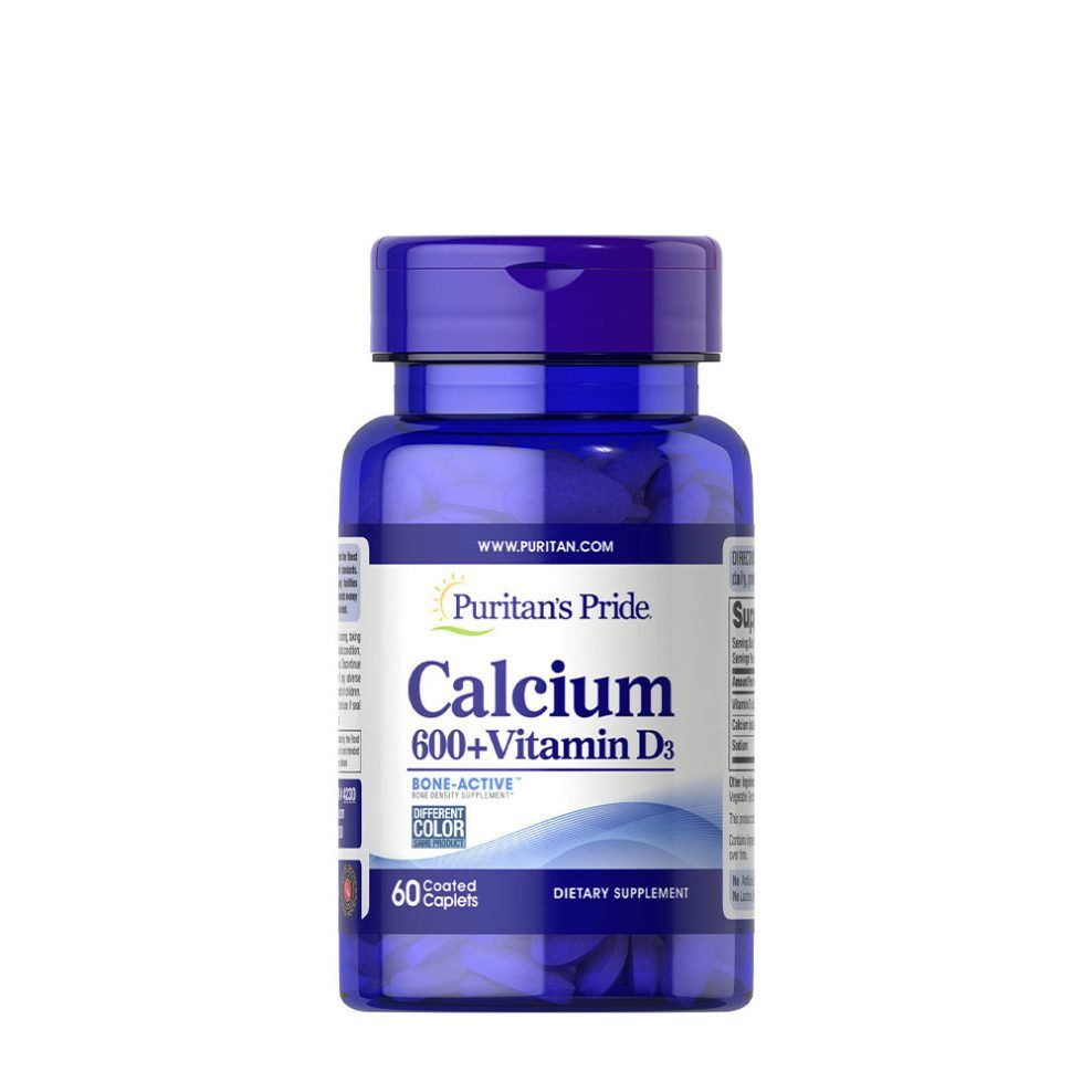 Kalcium 600 mg D3-vitaminnal, Puritan's Pride Calcium 600 + Vitamin D3, 60 tabletta