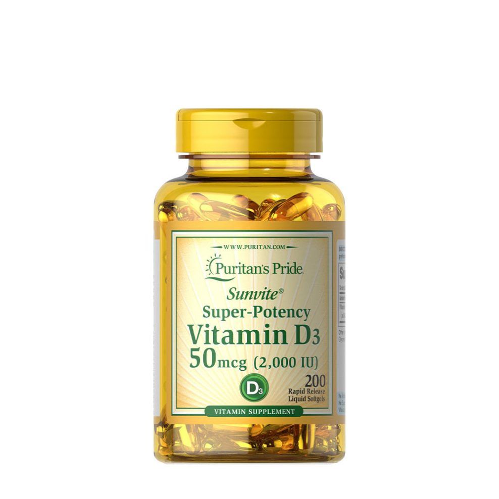 D3-vitamin 2000 NE, Puritan's Pride Vitamin D3 2000 IU, 200 lágykapszula
