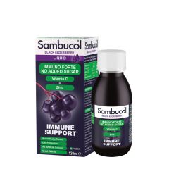 Fekete bodza folyékony kivonat hozzáadott cukor nélkül, Sambucol Immuno Forte No Added Sugar Liquid, 120 ml, fekete bodza íz