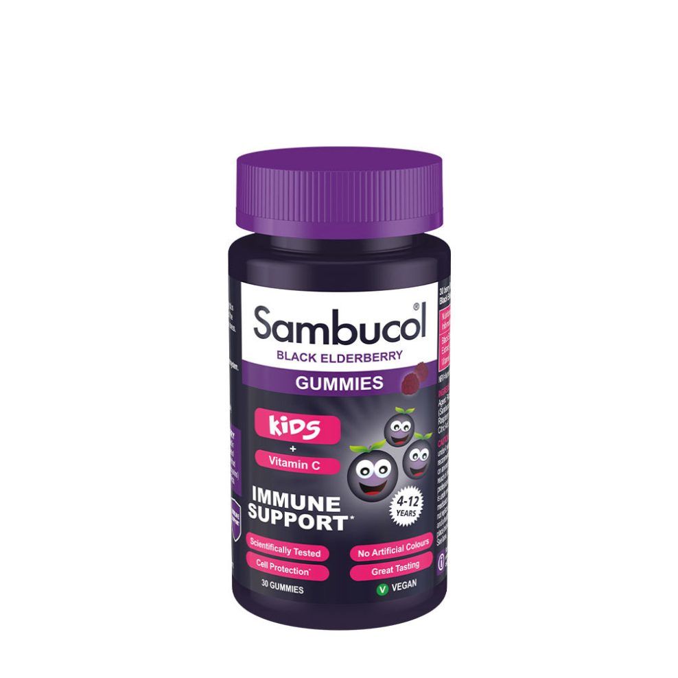 Fekete bodza gumivitamin gyerekeknek, Sambucol Kids Gummies, 30 gumicukor, fekete bodza íz