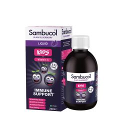 Fekete bodza folyékony kivonat gyerekeknek, Sambucol Kids Liquid, 230 ml, fekete bodza íz