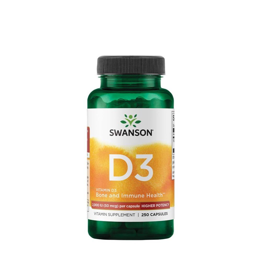 D3-vitamin 2000 NE, Swanson Vitamin D3 2,000 IU, 250 kapszula