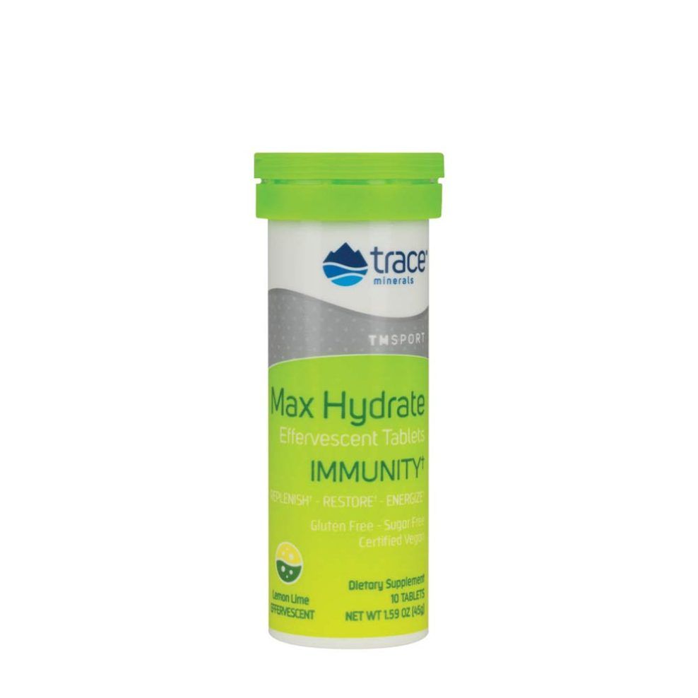 Elektrolit italpor immunitáshoz, Trace Minerals Max-Hydrate Immunity, 10 pezsgőtabletta, citrom-lime íz