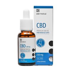 CBD-olaj kutyáknak és macskáknak 250 mg, USA medical CBD Oil For Dogs And Cats 250 mg, 30 ml, ízesítetlen íz