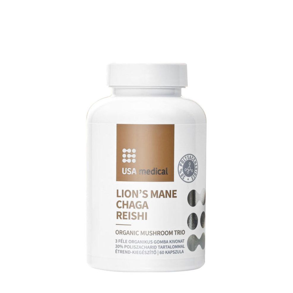 Bio gombakomplex háromféle gombával, USA medical Organic Mushroom Trio, 60 kapszula
