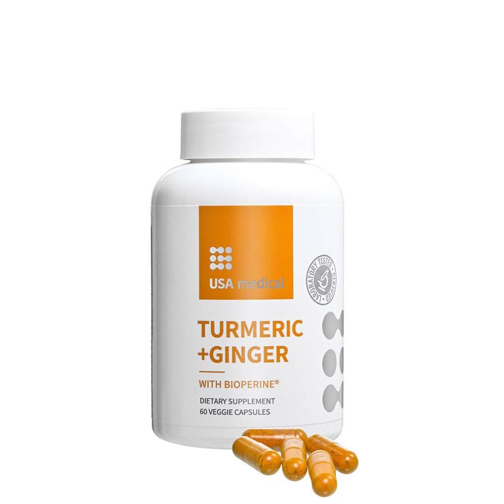 Kurkuma- és gyömbérkivonat, USA medical Turmeric+Ginger, 60 kapszula