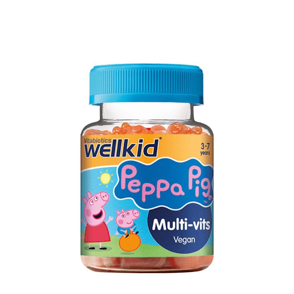 Gyermek multivitamin gumivitamin, Vitabiotics Wellkid Peppa Pig Multi-Vits, 30 gumicukor, eper íz