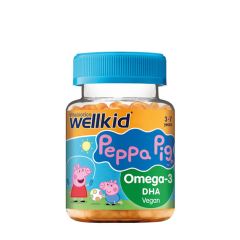 Gyermek omega-3 DHA, Vitabiotics Wellkid Peppa Pig Omega-3 DHA, 30 gumicukor, narancs íz