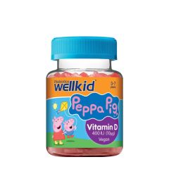 D-vitamin 400 NE gyermekeknek, Vitabiotics Wellkid Peppa Pig Vitamin D 400 IU, 30 gumicukor, eper íz