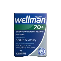 Férfi multivitamin 70 év felett, Vitabiotics Wellman 70+, 30 tabletta