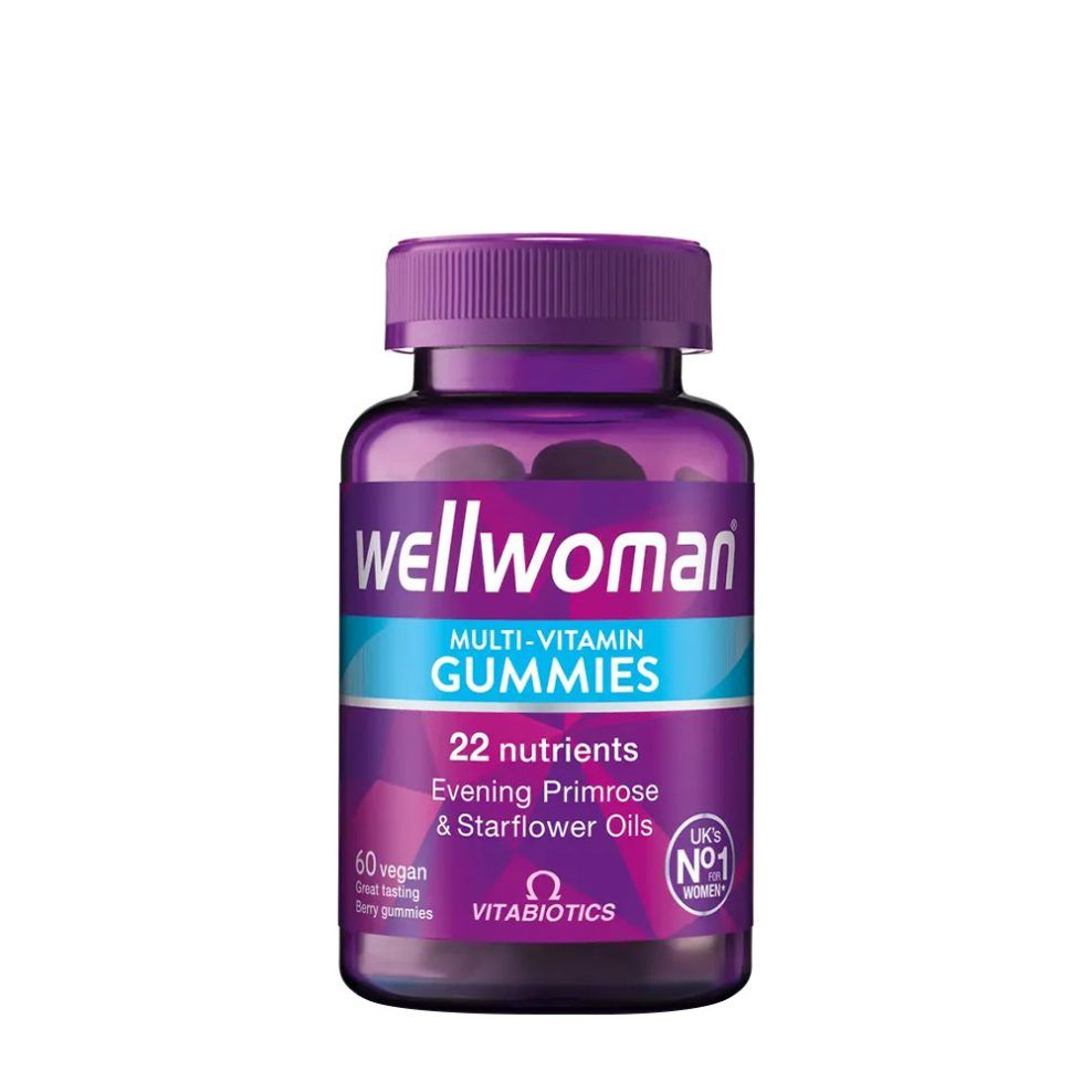 Női multivitamin gumivitamin, Vitabiotics Wellwoman Gummies, 60 gumicukor, bogyós gyümölcs íz