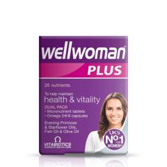 Női multivitamin omega 3-6-9 zsírsavakkal, Vitabiotics Wellwoman Plus Omega 3-6-9, 56 tabletta