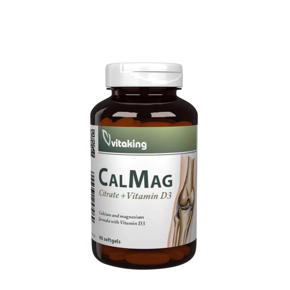 Kalcium-magnézium-citrát D3-vitaminnal, Vitaking CalMag Citrate +Vitamin D3, 90 lágykapszula