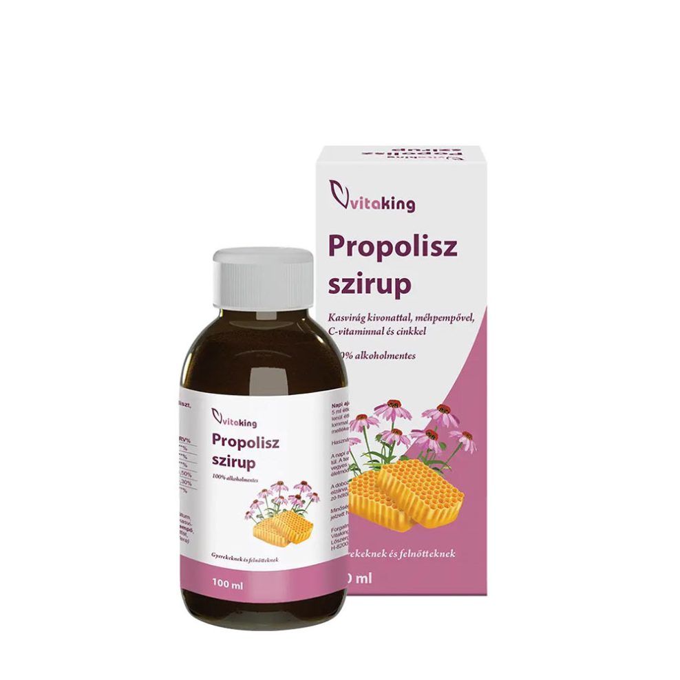 Alkoholmentes propoliszszirup méhpempővel, Vitaking Non-alcoholic Propolis Syrup with Royal Jelly, 100 ml