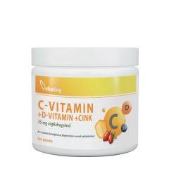 C- és D3-vitamin cink-biszglicináttal és csipkebogyóval, Vitaking Vitamin C + D3 + Zinc Bisglycinate + Rosehip, 200 tabletta