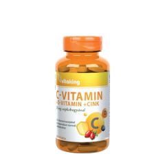 C- és D3-vitamin cink-biszglicináttal és csipkebogyóval, Vitaking Vitamin C + D3 + Zinc Bisglycinate + Rosehip, 90 tabletta
