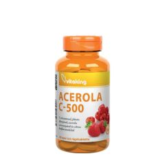 C-vitamin 500 mg acerola kivonattal és málnával, Vitaking Vitamin C-500 Acerola Raspberry, 40 rágótabletta, epres tasak íz
