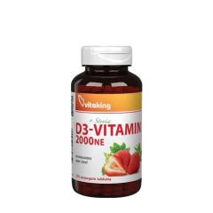 D3-vitamin 2000 NE, Vitaking Vitamin D3 2000 IU, 210 szopogató tabletta, eper íz
