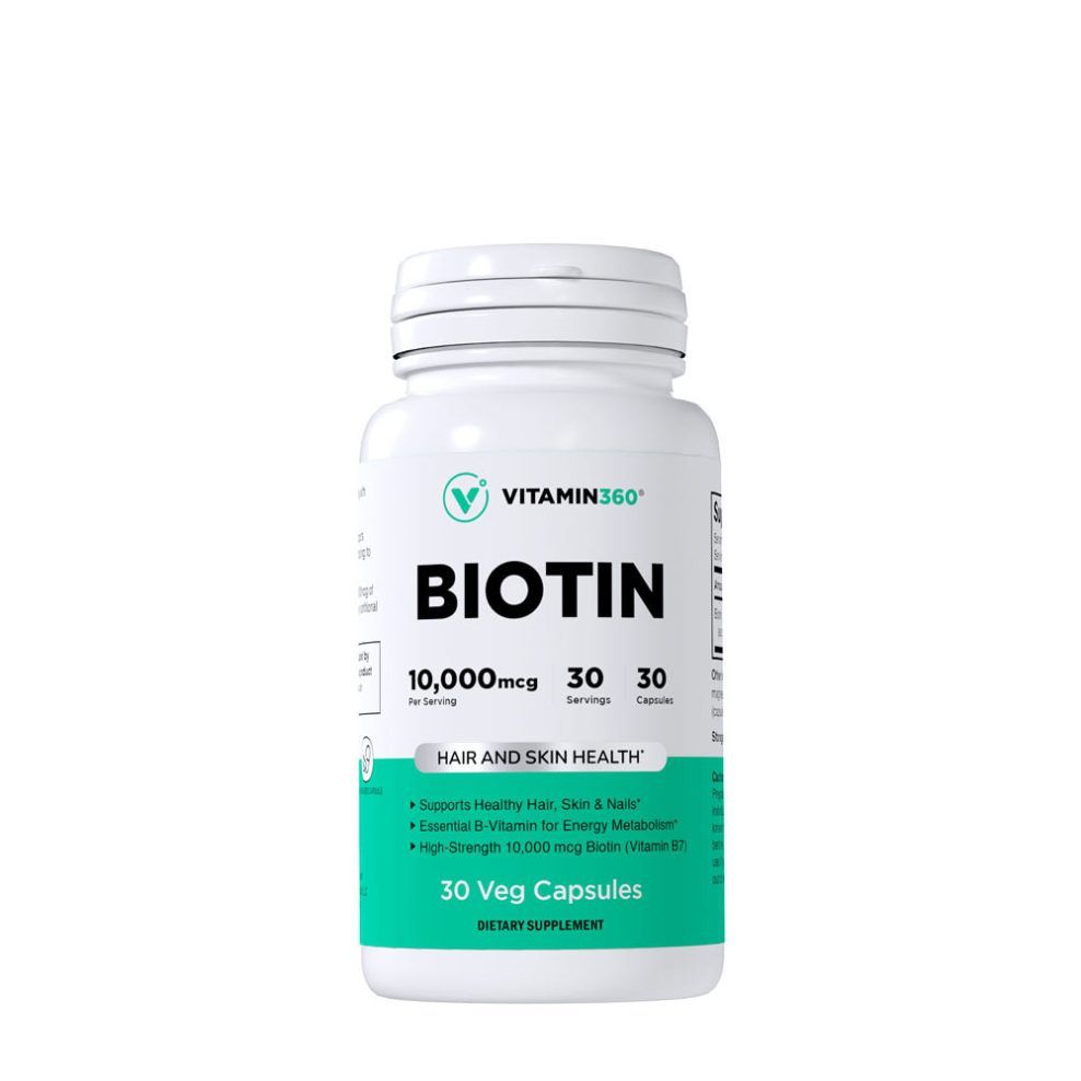 Biotin 10 000 mcg, Vitamin360 Biotin 10,000 mcg, 30 kapszula