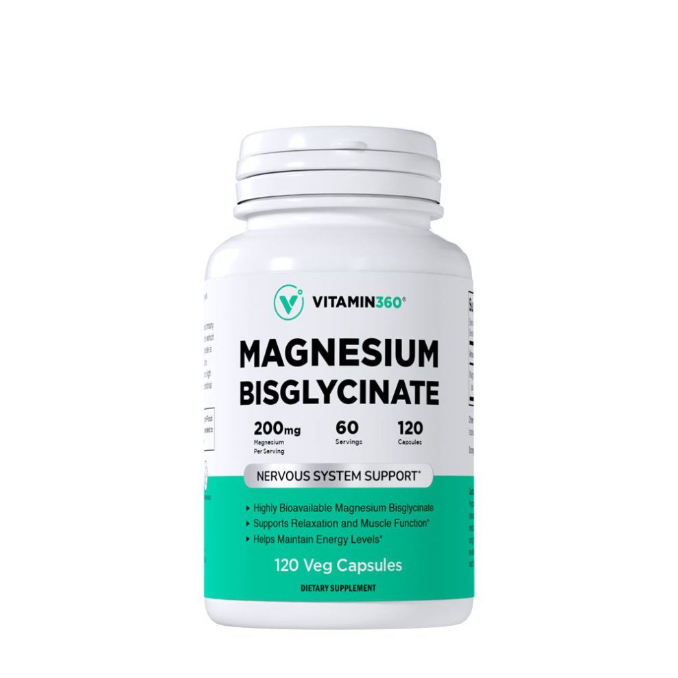 Magnézium-biszglicinát 200 mg, Vitamin360 Magnesium Bisglycinate 200 mg, 120 kapszula