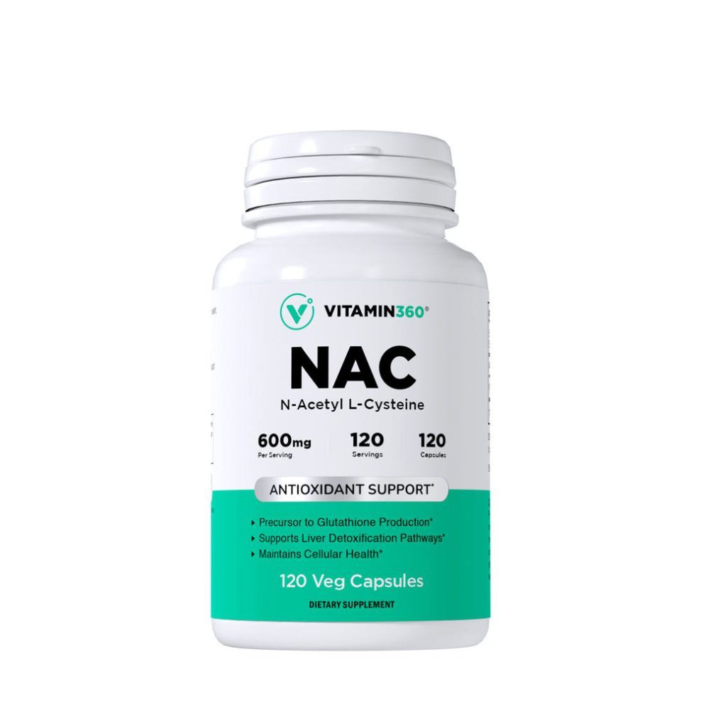 N-acetil-L-cisztein 600 mg, Vitamin360 NAC 600 mg - N-Acetyl L-Cysteine, 120 kapszula