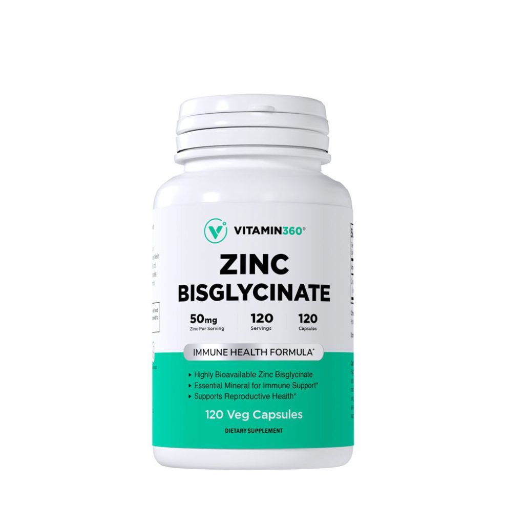 Cink-biszglicinát 50 mg, Vitamin360 Zinc Bisglycinate 50 mg, 120 kapszula