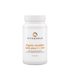 Arginin-ornitin-lizin C-vitaminnal és cinkkel, Vitaworld Arginine-Ornithine-Lysine + C + Zinc, 60 kapszula