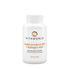 Hialuronsav 100 mg kollagénnel, Vitaworld Hyaluronic Acid 100 + Collagen 400, 120 kapszula